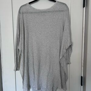 Free People Light Gray Ribbed Knit Top